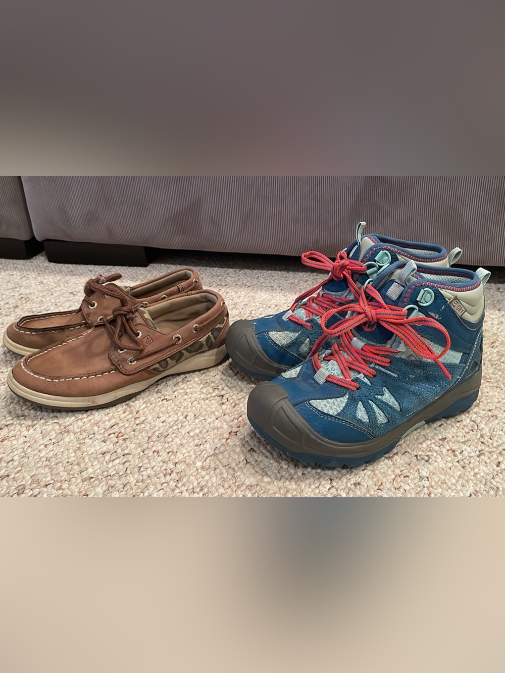 Girls Sperry Boat Shoes and Merrell Hiking Boots Size 1.5